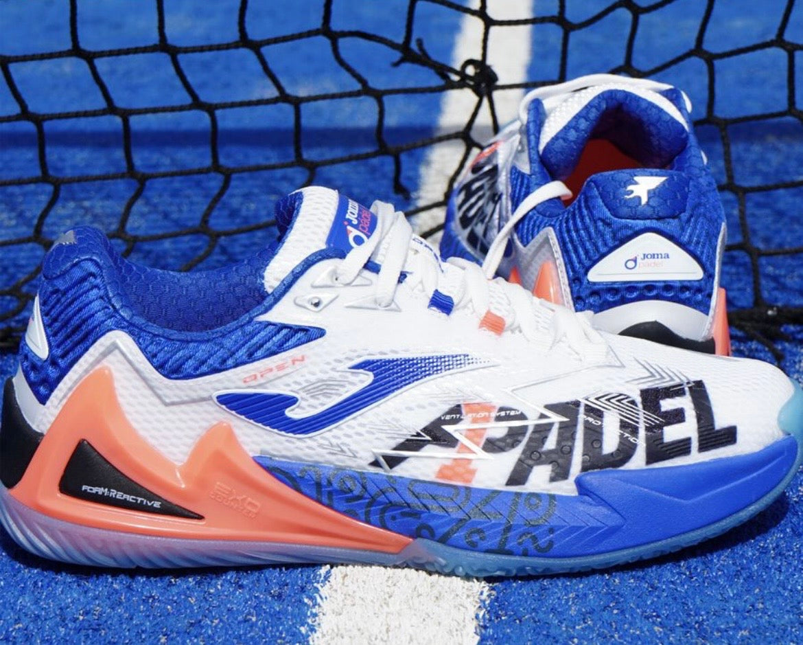 Joma Padel Shoes - White/Blue/Coral (Padel Edition)