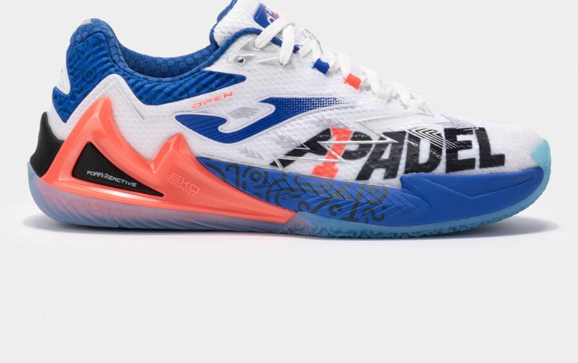 Joma Padel Shoes - White/Blue/Coral (Padel Edition)