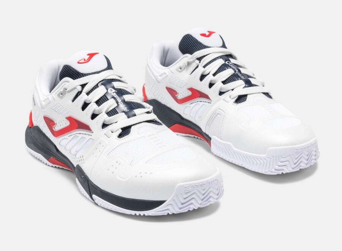Joma Slam Padel Shoes - White/Red/Navy (Classic Edition)