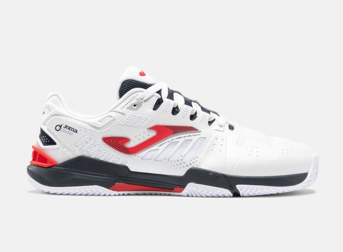 Joma Slam Padel Shoes - White/Red/Navy (Classic Edition)