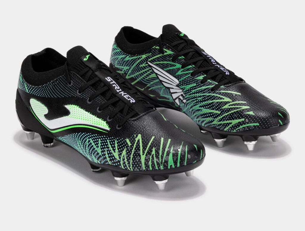 Joma Striker Rugby Boots - Black/Turquoise/Neon Green
