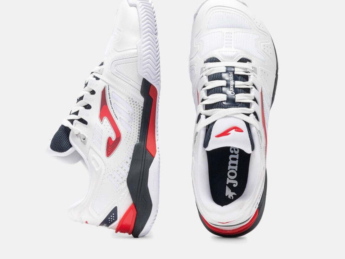Joma Slam Padel Shoes - White/Red/Navy (Classic Edition)