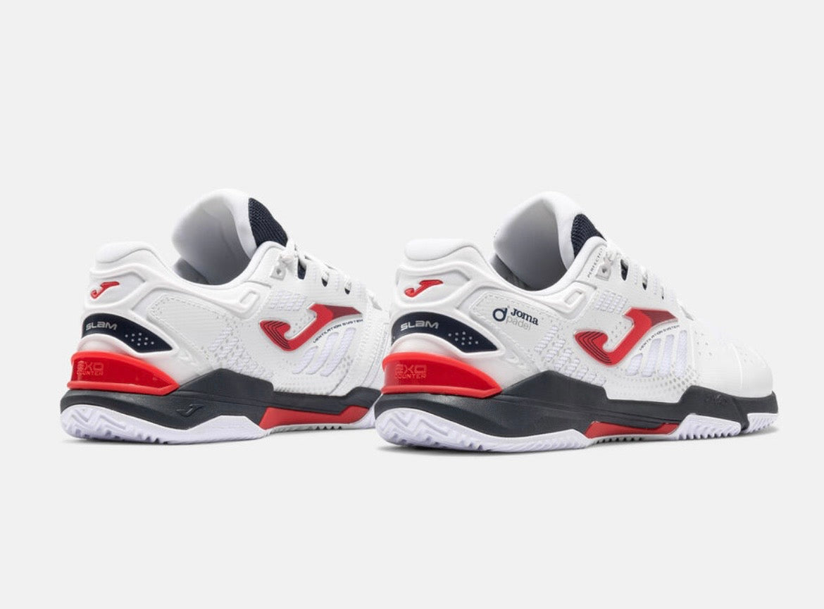 Joma Slam Padel Shoes - White/Red/Navy (Classic Edition)