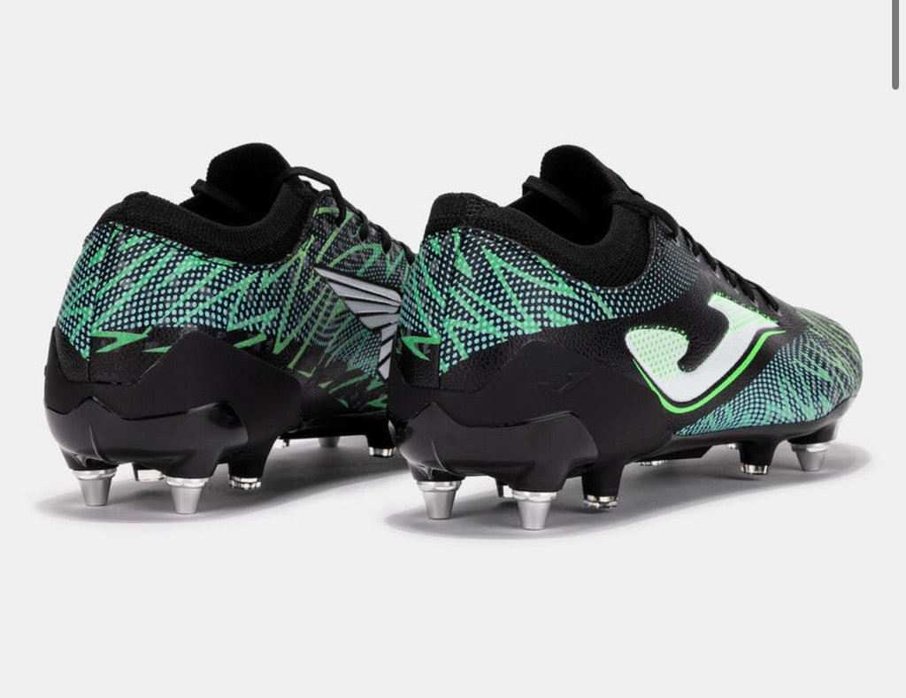 Joma Striker Rugby Boots - Black/Turquoise/Neon Green
