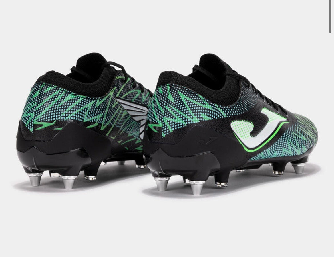 Joma Striker Rugby Boots - Black/Turquoise/Neon Green